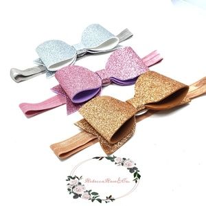 Glitter bows on headbands